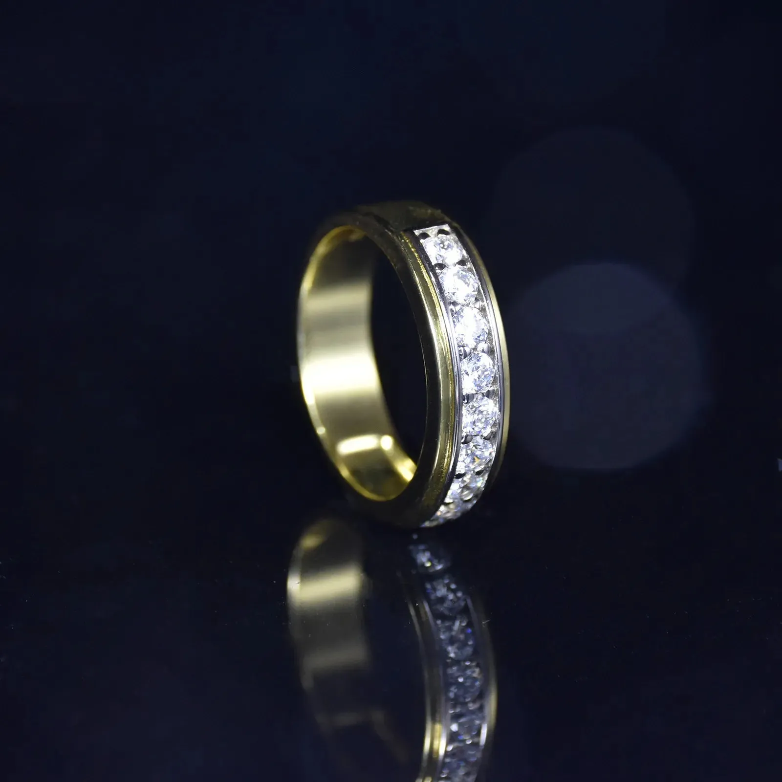 Two Tone Brilliant Round Cut Men's Ring Band