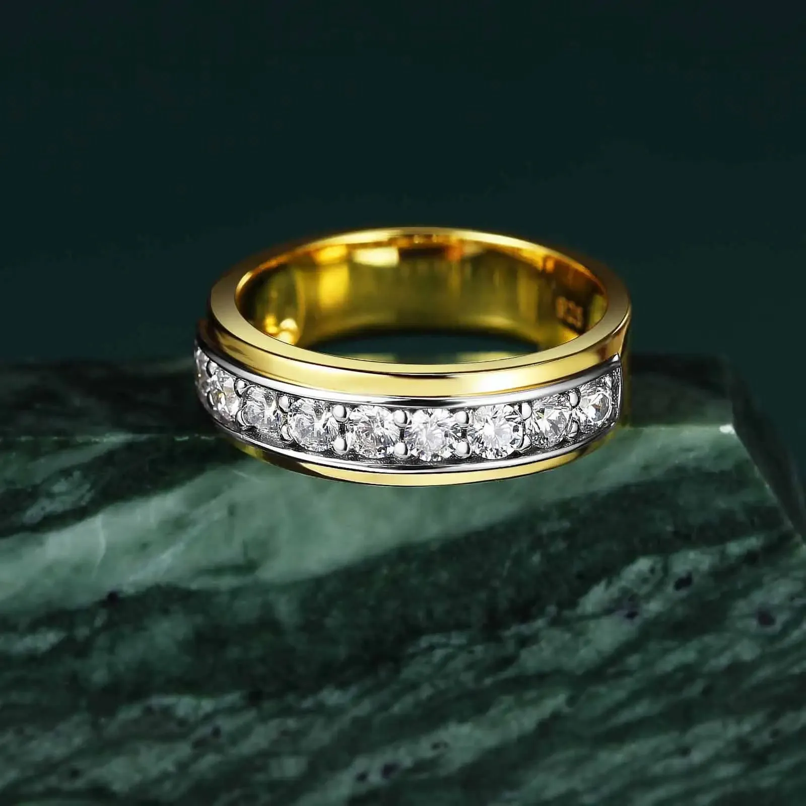 Two Tone Brilliant Round Cut Men's Ring Band