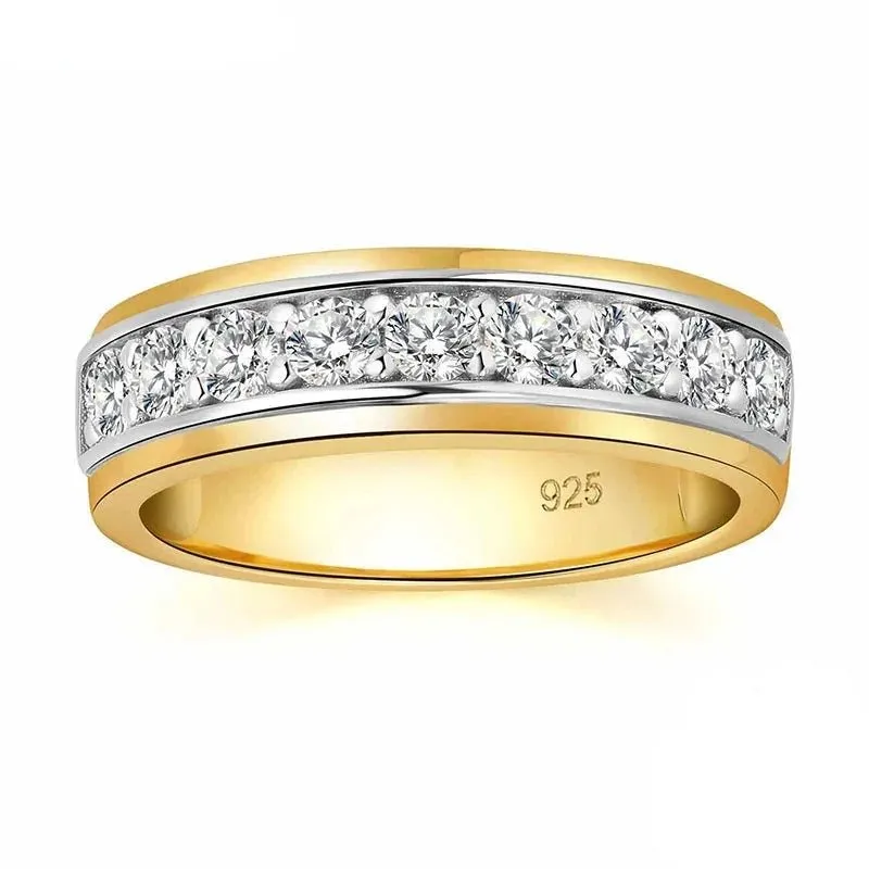 Two Tone Brilliant Round Cut Men's Ring Band
