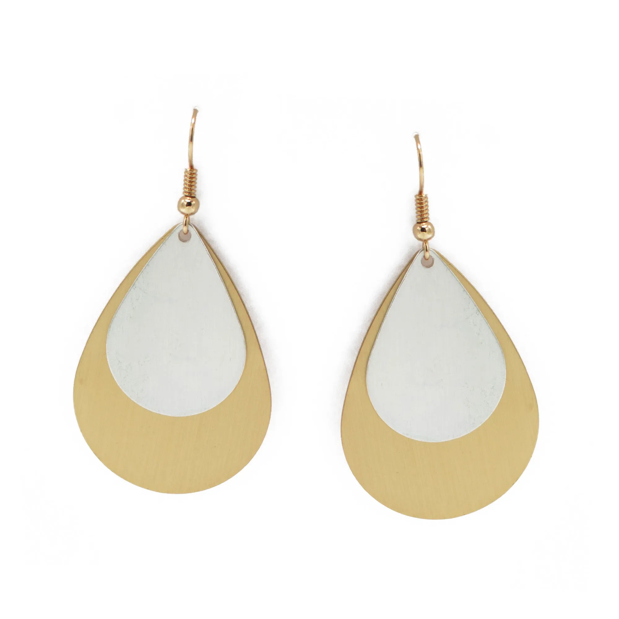 TWO TONE TEARDROP EARRINGS#SQEAR-3788