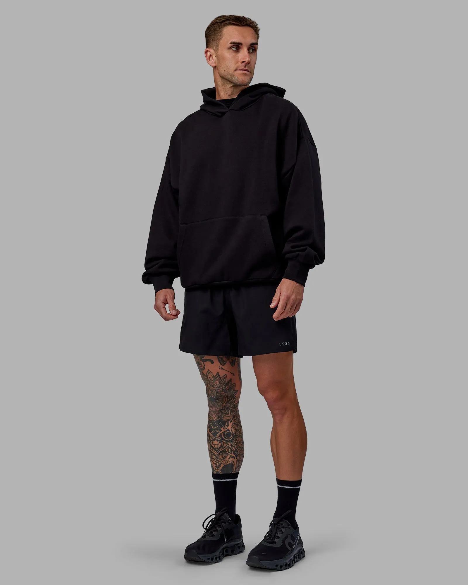 Unisex Keep on Running Hoodie Oversize - Black-White
