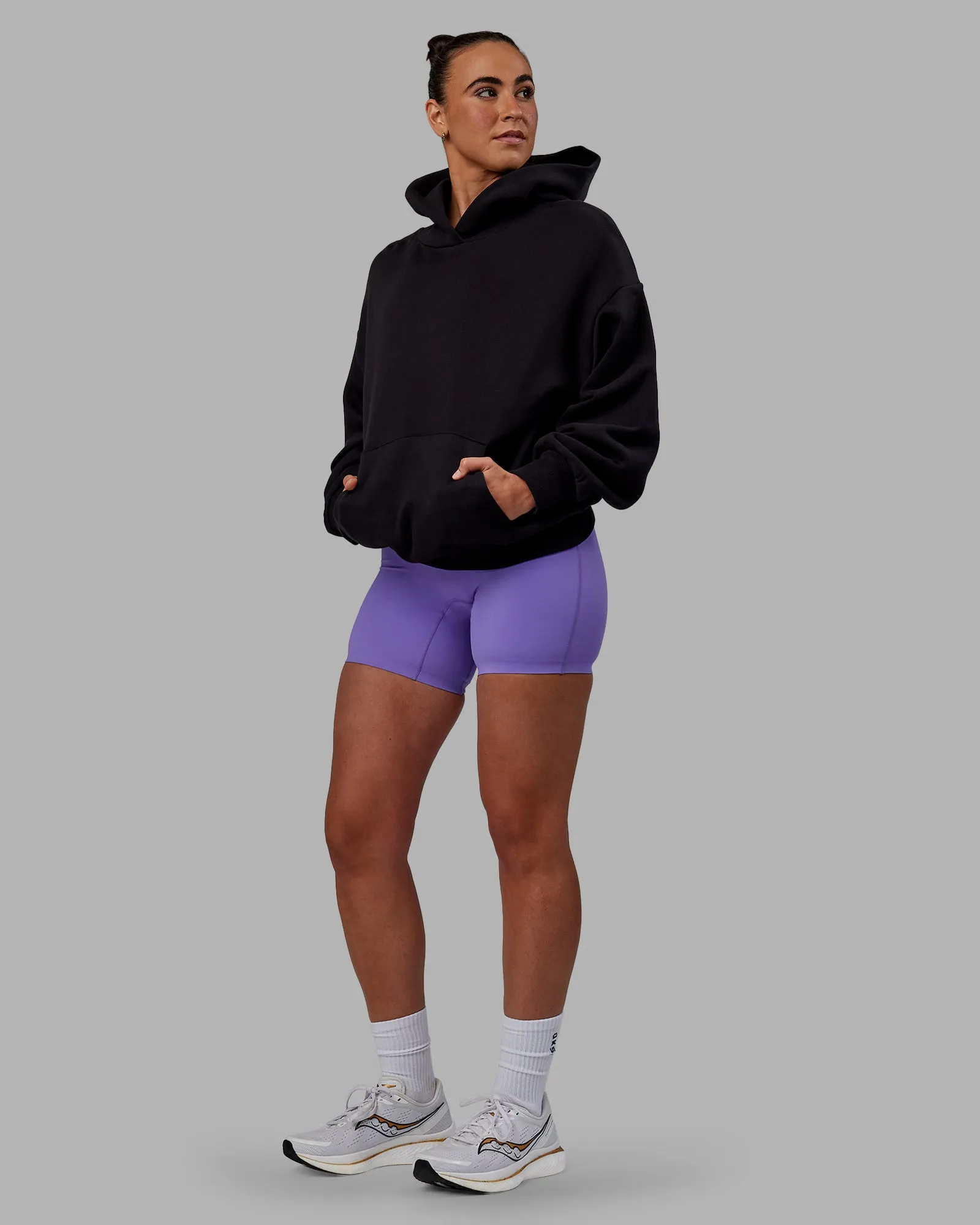 Unisex Keep on Running Hoodie Oversize - Black-White