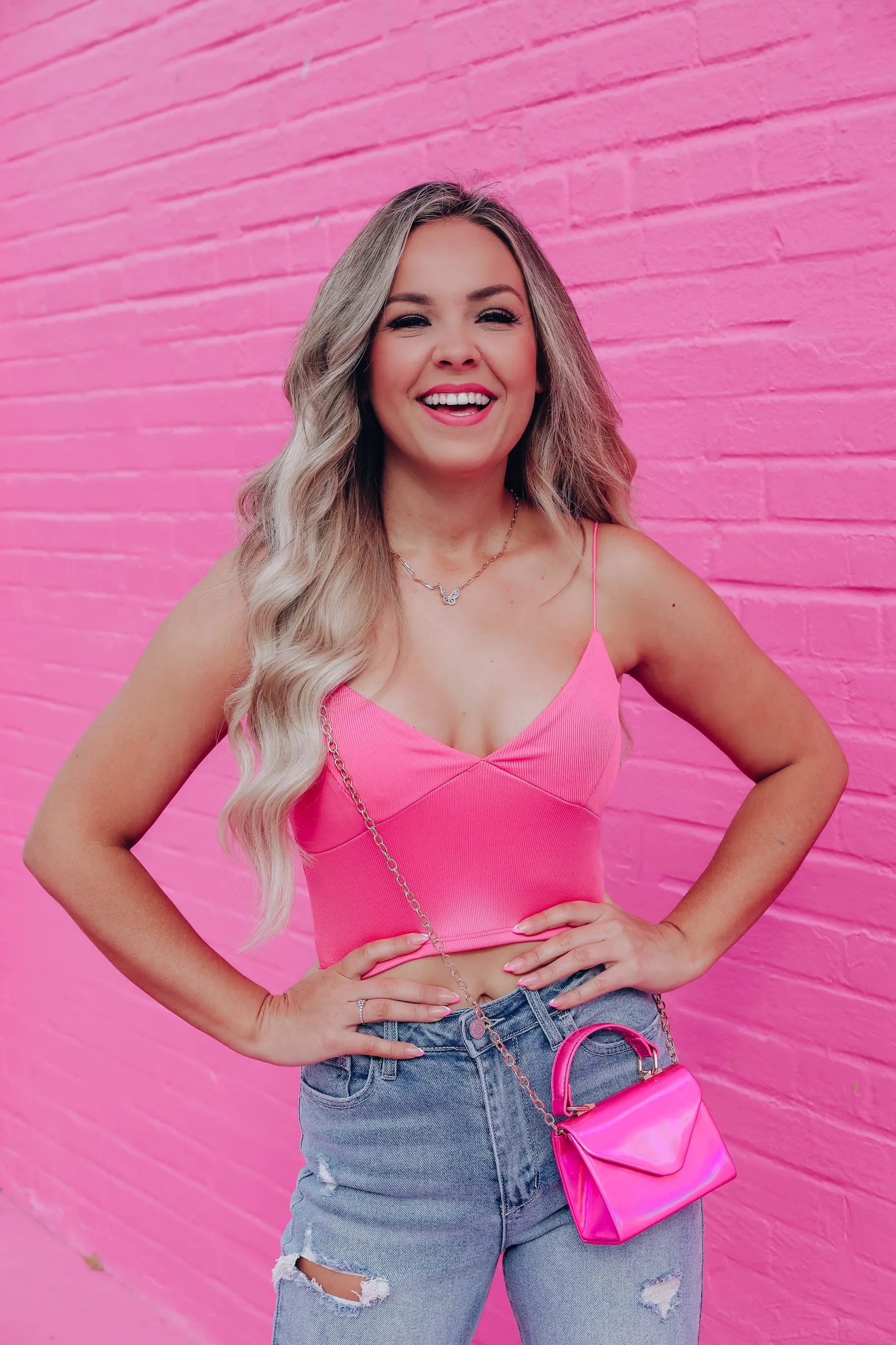 Val Sleeveless Crop Top - Pink
