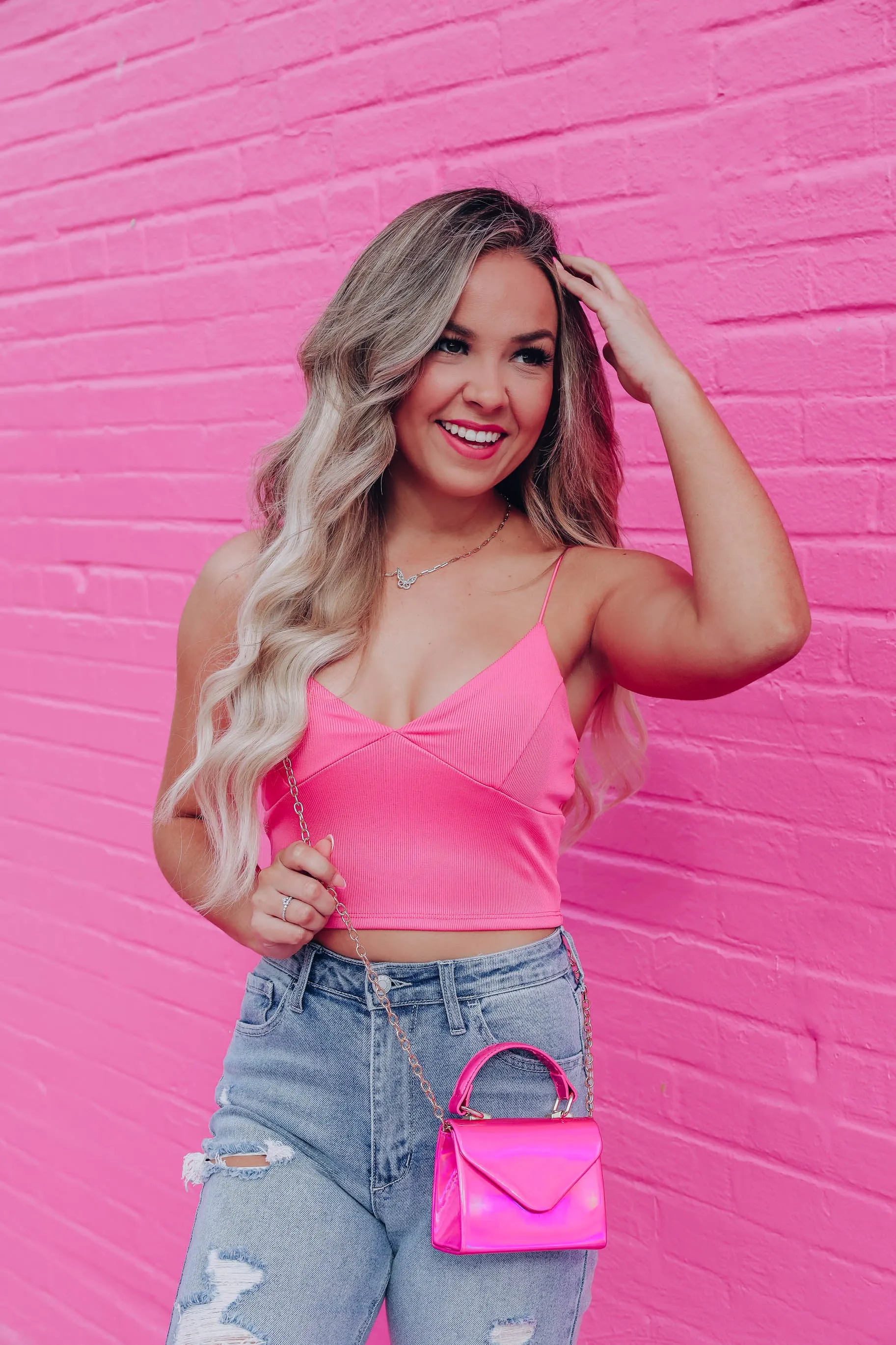 Val Sleeveless Crop Top - Pink