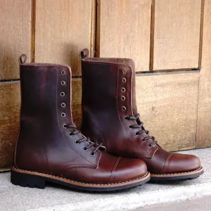 Vesuvius Ranger Leather Boots - Reddish Brown