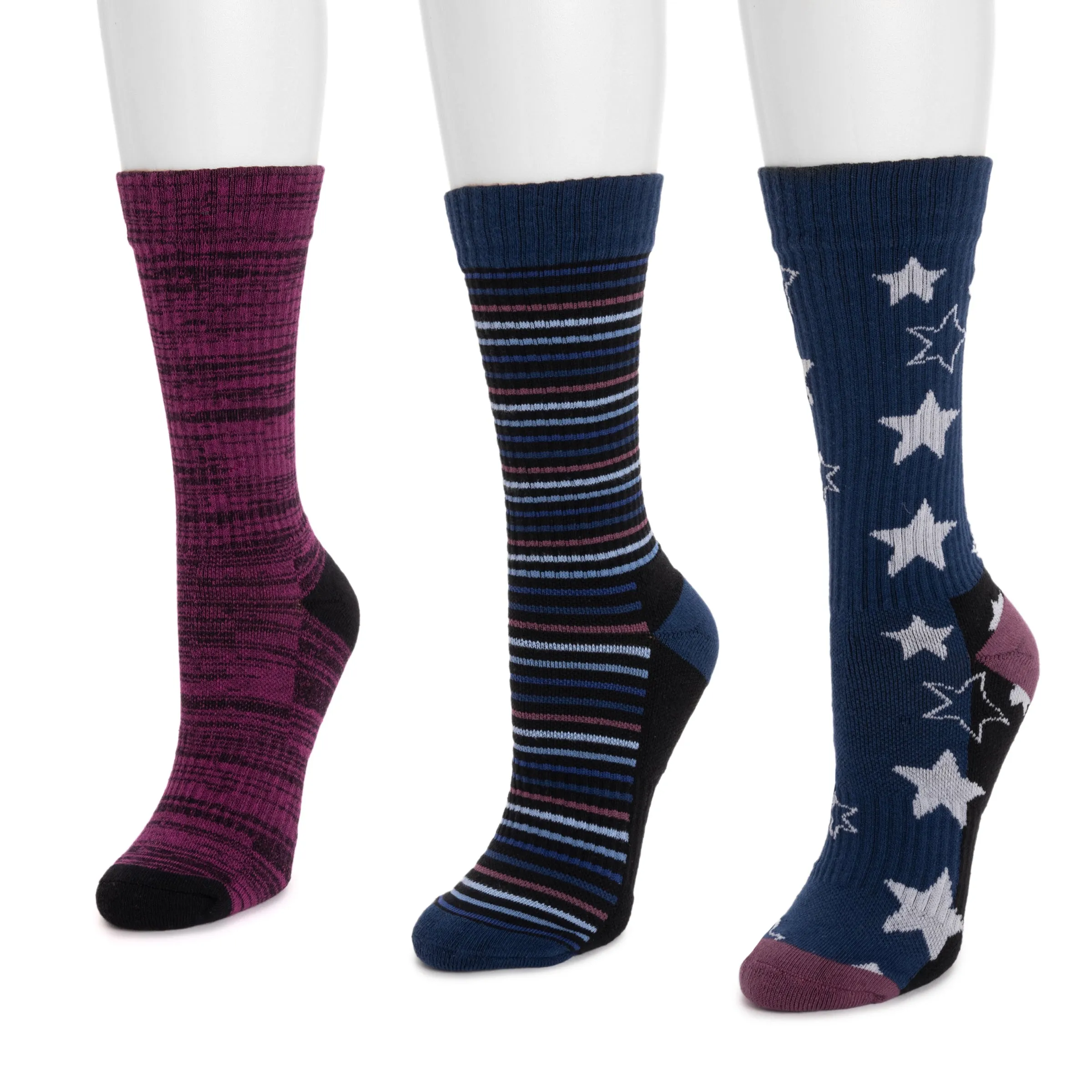 Women's 3 Pack Cotton Compression Crew Socks