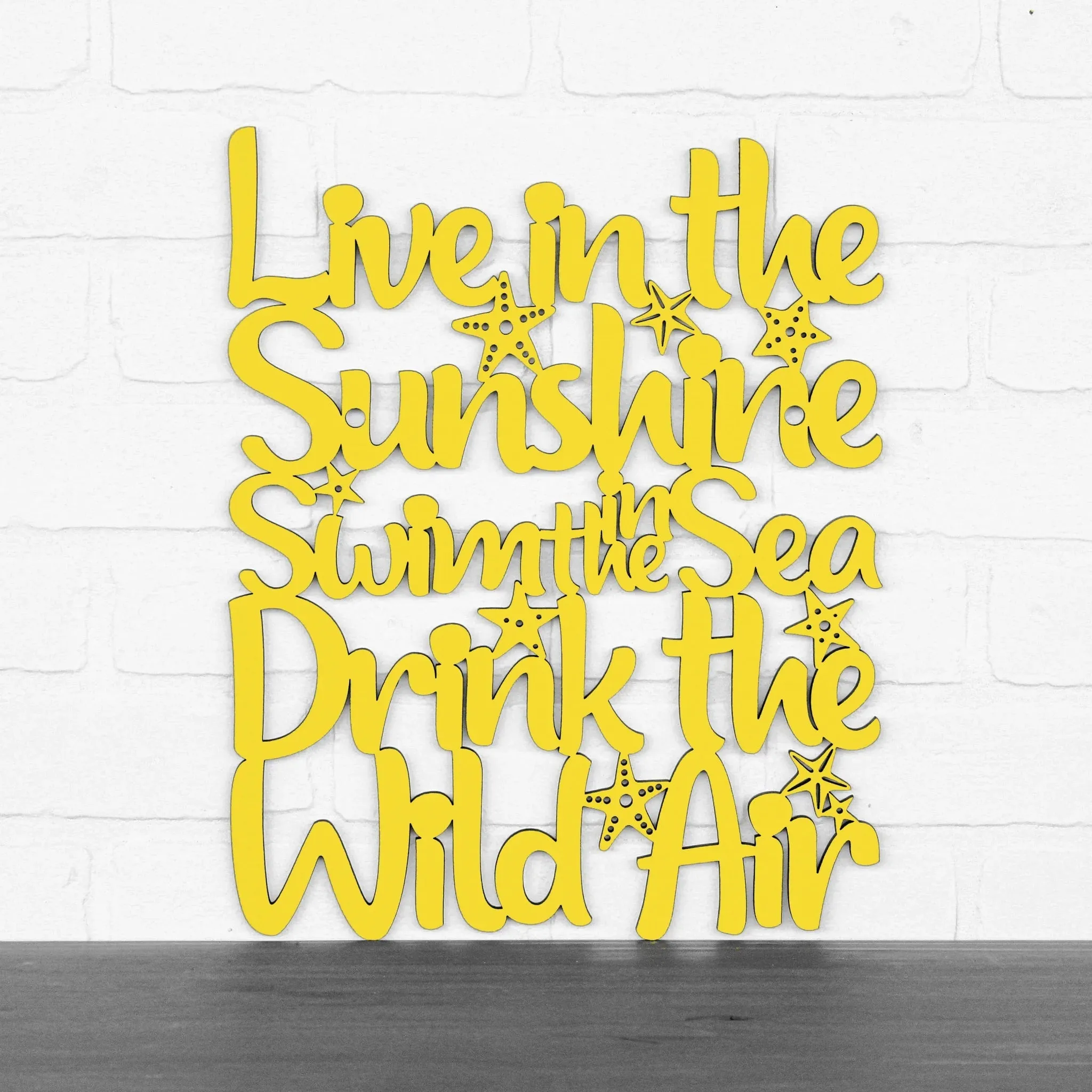 Wood Wall Art Sign Live in The Sunshine Swim in The Sea by Spunky Fluff