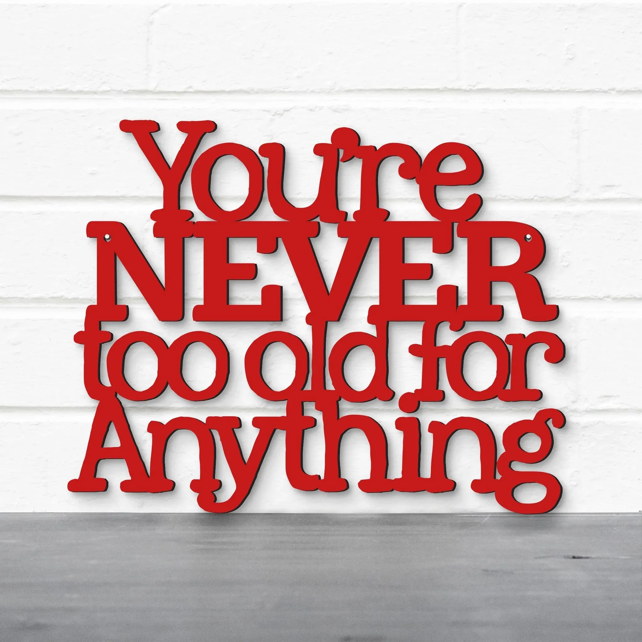 Wood Wall Art Sign Youre Never Too Old For Anything by Spunky Fluff