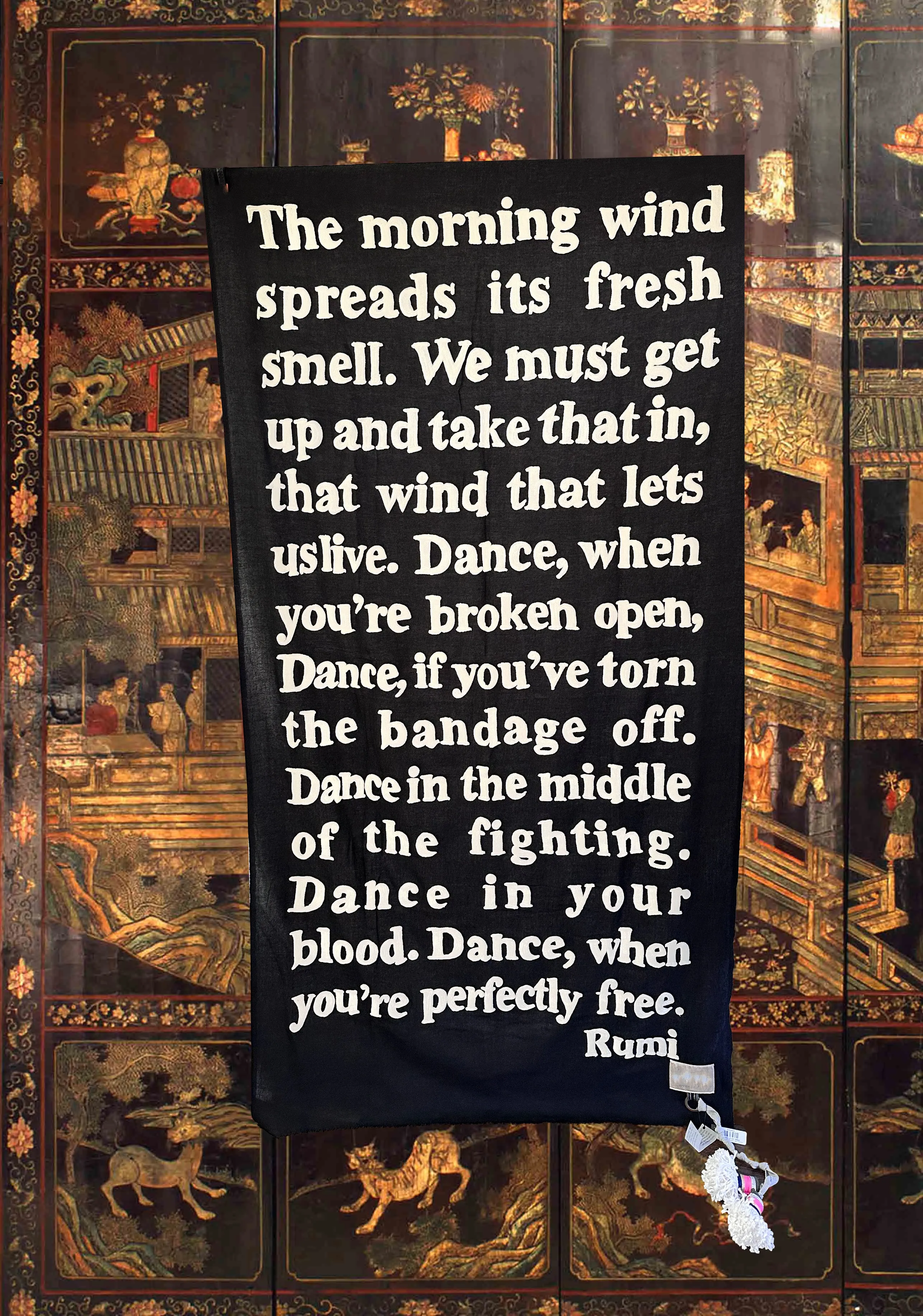 Wrapped in Poetry Pashmina, "Dance when you are perfectly free.."